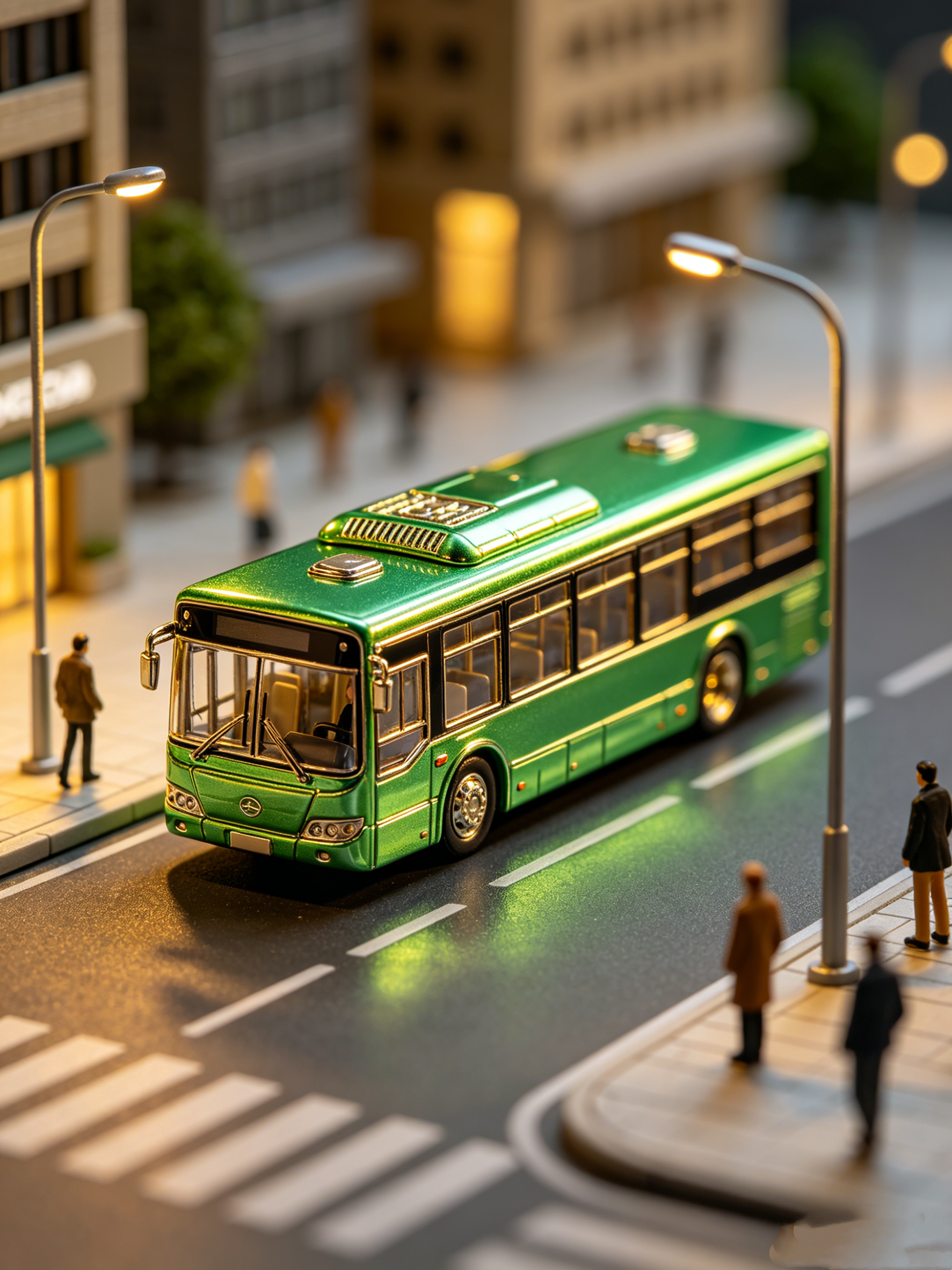 Green Metal Bus Model
