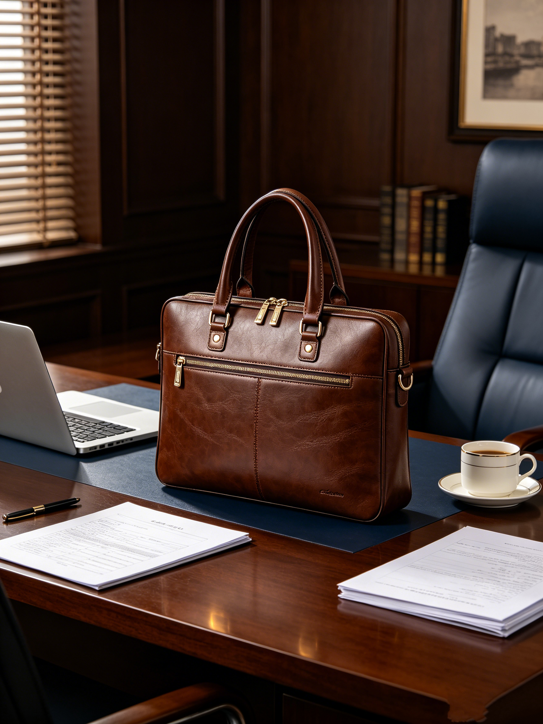 Men's  17 inch Cowhide Leather Computer Bag