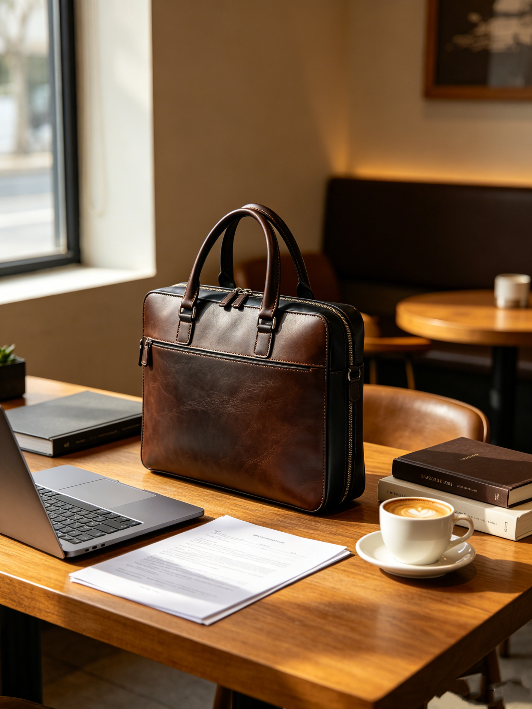 Men's  First Layer Cowhide Leather Computer Bag